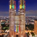 colorful lights in a tokyo skyscraper