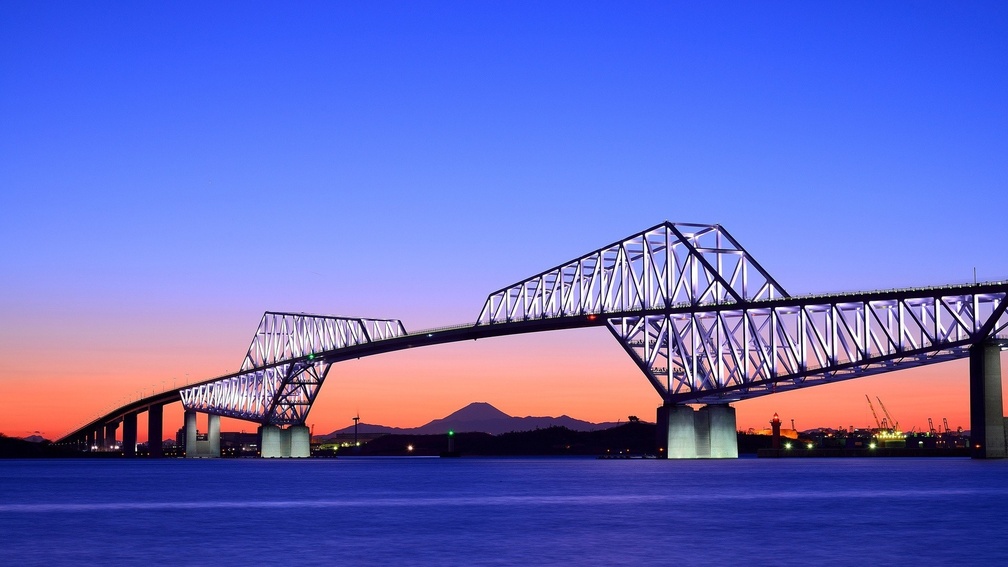 beautiful bridge at twilight