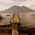 rickety pier on a lake in guatemala
