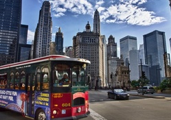 chicago tourist trolly bus hdr