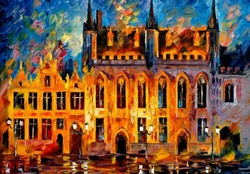 Painting of a building in Bruges, Belgium