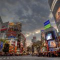 human rush hour in a japanese city hdr