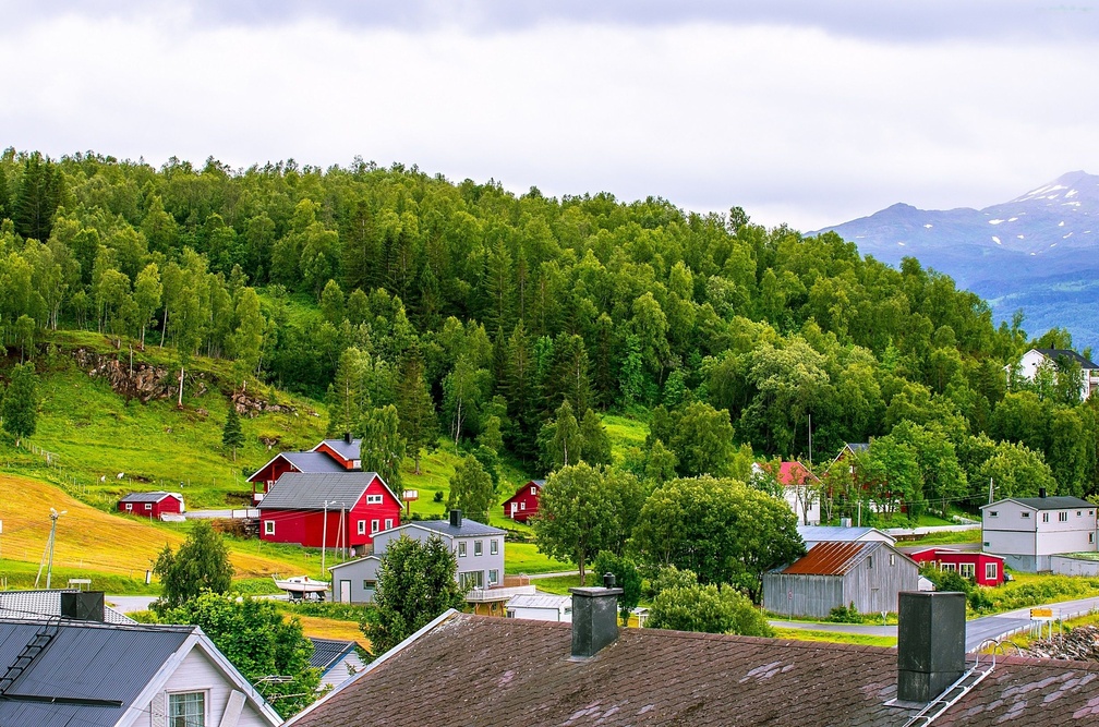 Norwegian Village at Coastline