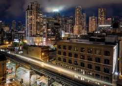 chicago elevated train at night