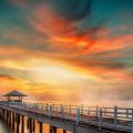 fabulous colored sky over sea pier hdr