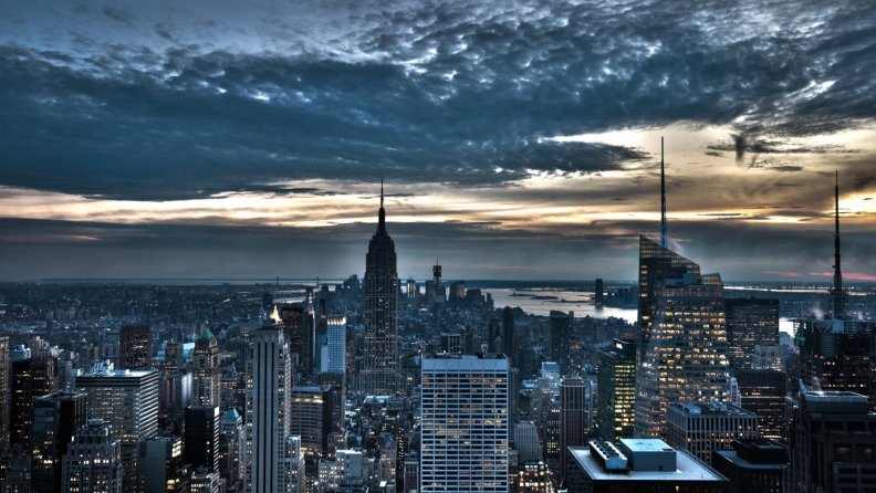 new york city under overcast sundown