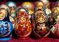 colored matryoshka russian dolls