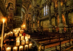 prayer candles in a beautiful church hdr