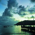 dawn on a trinidad and tobago sea pier
