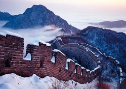 beautiful great wall of china in winter
