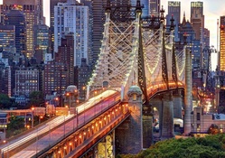 early morning at queensboro bridge in nyc
