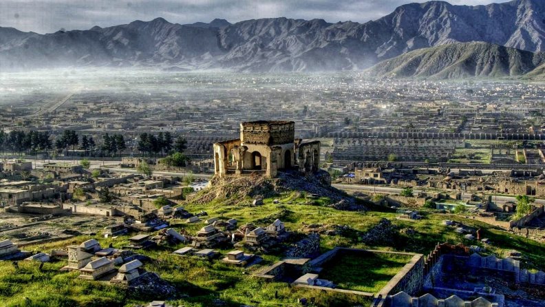 a bombed out mosque in kabul afghanistan hdr