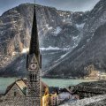 wonderful church in hallstatt austria hdr