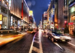 japanese street at long exposure hdr