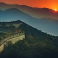 The Great Wall of China at sunset