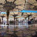 umbrellas covered square in saudia arabia