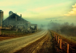 fabulous rustic landscape in fog hdr