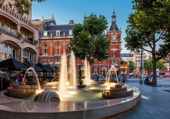 lovely fountain on an amsterdam street