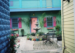 Courtyard of a home on the bayou