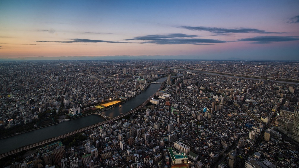 gorgeous panoramic view of tokyo at dusk