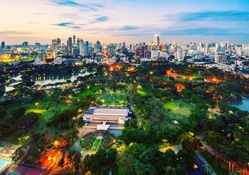 view of a beautiful bangkok city park hdr