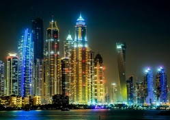 dubai skyscrapers in lights