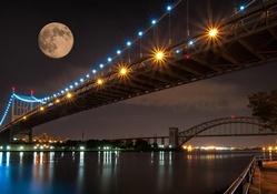 moon over the triborough bridge in nyc