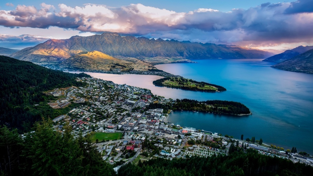 aerial view of queenstown new zealand hdr