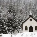 lovely little forest church in winter