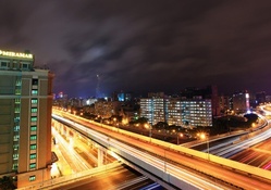 city highways at night in long exposure