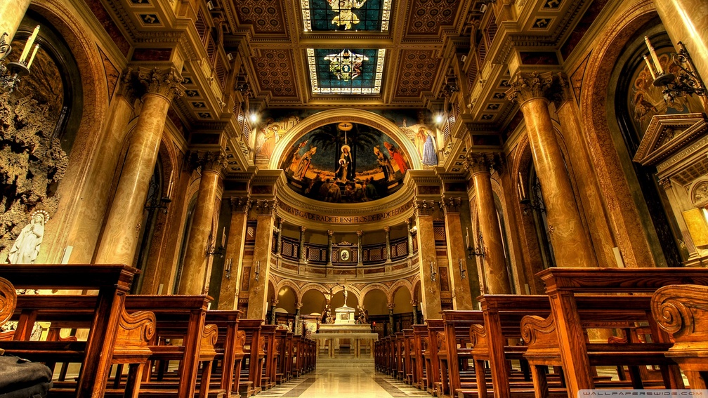 splendid church interior in rome