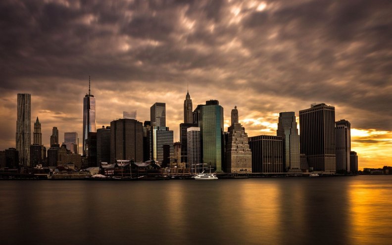 new york city under dark sunset