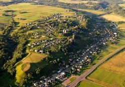 aerial view of a rural lithuanian town