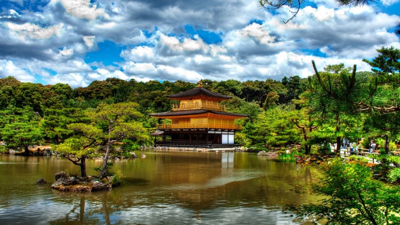 beautiful golden temple in kyoto japan hdr