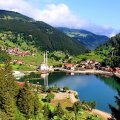 turkish village on a mountain lake