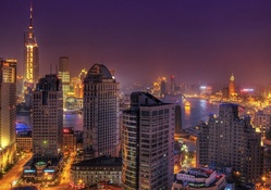shanghai cityscape at night hdr
