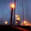 golden gate bridge lanterns in fog