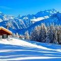 beautiful mountain cabin in winter