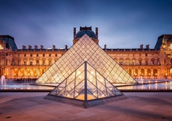 glass pyramids at the louvre museum in paris