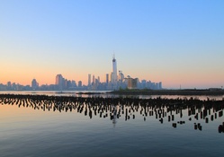 view of nyc from new jersey at sunset
