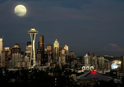 Full Moon over Seattle, Washington