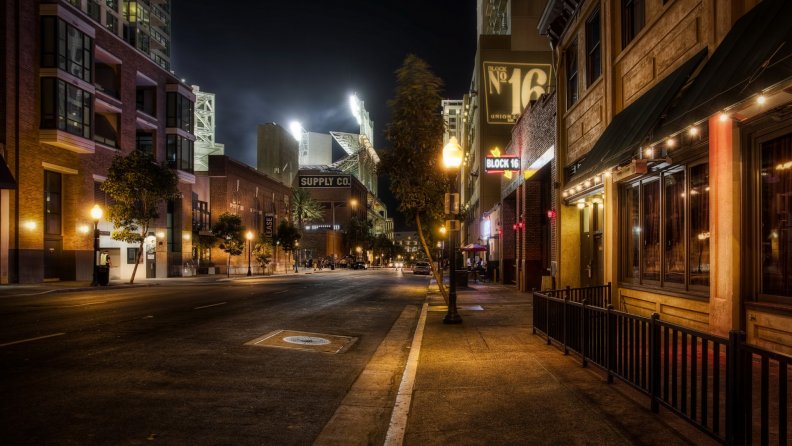 san diego street by the stadium at game time hdr