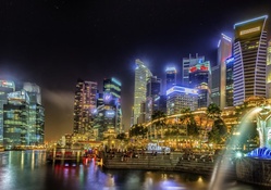 gorgeous singapore harbor at night hdr