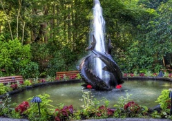 wonderful garden fountain hdr