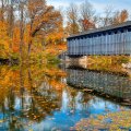 covered bridge in autumn