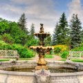 beautiful fountain in assiniboine garden in canada hdr