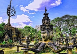 statue garden in vientiane laos hdr