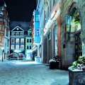 german town at night in winter