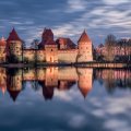 trakai castle in lithuania reflected in lake