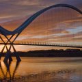 beautiful modern bridge at twilight